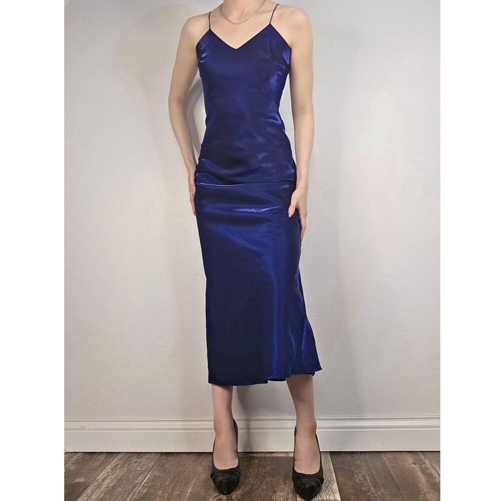 Vintage Slip Midi Dress Spaghetti Strap Dress Prom Formal XXS